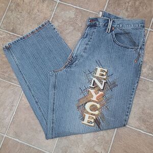 Enyce Baggy Loose Y2K Medium Wash Men's Color Bold Stitch Jeans Size 40 x 32